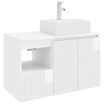 Badezimmermöbel-Set 2 stk. Hochglanz Weiß Holzwerkstoff