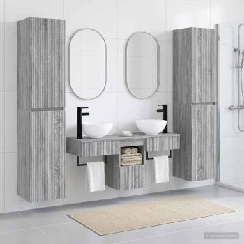 ARDEBO.de - Badezimmermöbel-Set 5 stk. Grau Sonoma 33 x 34,5 x 160 cm
