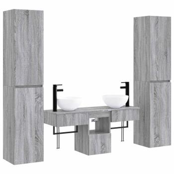 Badezimmermöbel-Set 5 stk. Grau Sonoma 33 x 34,5 x 160 cm