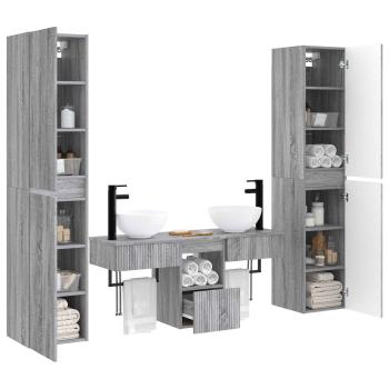 Badezimmermöbel-Set 5 stk. Grau Sonoma 33 x 34,5 x 160 cm