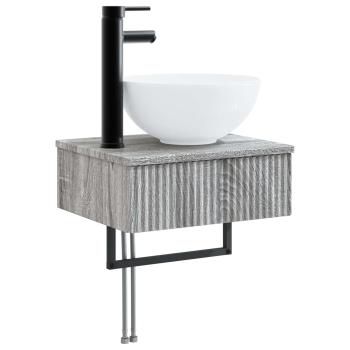 Badezimmermöbel-Set 5 stk. Grau Sonoma 33 x 34,5 x 160 cm