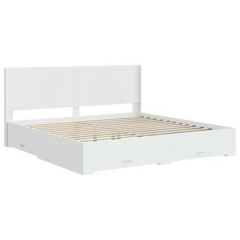 Bettgestell mit Stauraum und Kopfteil Weiß Holzwerkstoff