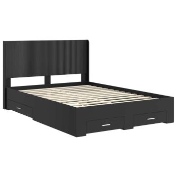 Bettgestell mit Stauraum und Kopfteil Schwarz 135 x 190 cm