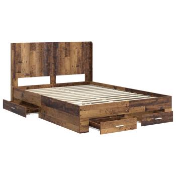 Bettgestell mit Stauraum und Kopfteil Altholz Holzwerkstoff