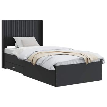 Bettgestell mit Stauraum und Kopfteil Schwarz 75 x 190 cm