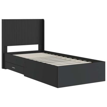 Bettgestell mit Stauraum und Kopfteil Schwarz 75 x 190 cm