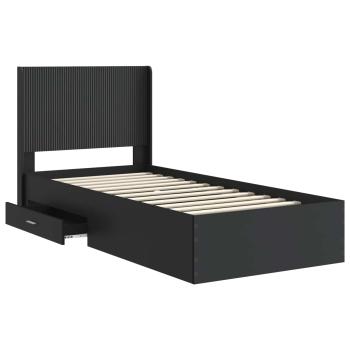 Bettgestell mit Stauraum und Kopfteil Schwarz 75 x 190 cm