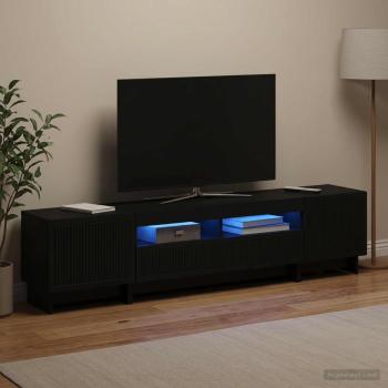 ARDEBO.de - 5-teiliges LED TV Schrank Schwarz Holzwerkstoff