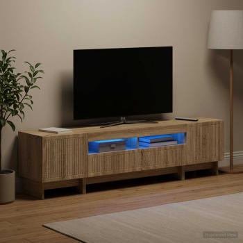 ARDEBO.de - 3-teiliges LED TV Regal EDE Sonoma-Eiche Holzwerkstoff