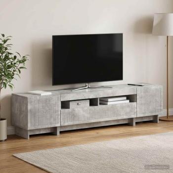 ARDEBO.de - 5-teiliges LED TV Schrank Betongrau Holzwerkstoff