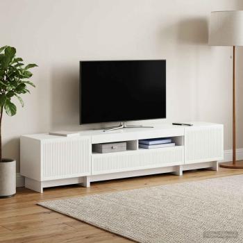 ARDEBO.de - 5-teiliges LED TV Schrank Hochglanz Weiß Holzwerkstoff