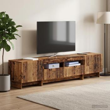 5-teiliges LED TV Schrank Altholz Holzwerkstoff