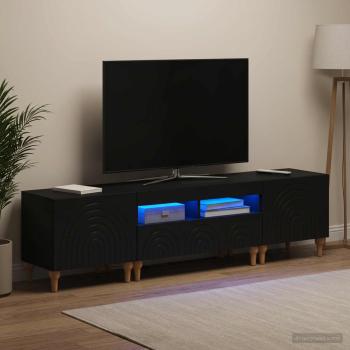 ARDEBO.de - 3-teiliges LED TV Regal Schwarz Holzwerkstoff