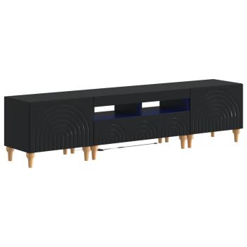 3-teiliges LED TV Regal Schwarz Holzwerkstoff