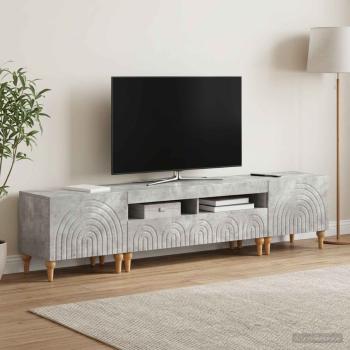 ARDEBO.de - 3-teiliges LED TV Regal Betongrau Holzwerkstoff