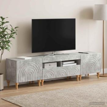 ARDEBO.de - 3-teiliges LED TV Regal Betongrau Holzwerkstoff