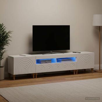 ARDEBO.de - 3-teiliges LED TV Regal Hochglanz Weiß Holzwerkstoff