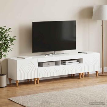 3-teiliges LED TV Regal Hochglanz Weiß Holzwerkstoff