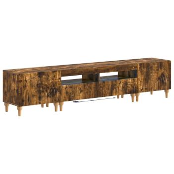 3-teiliges LED TV Regal Raucheiche Holzwerkstoff