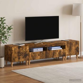 3-teiliges LED TV Regal Raucheiche Holzwerkstoff