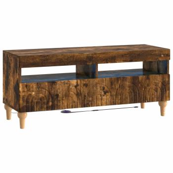 3-teiliges LED TV Regal Raucheiche Holzwerkstoff