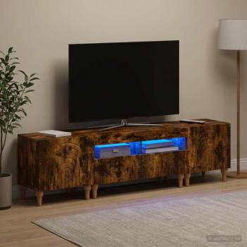 3-teiliges LED TV Regal Raucheiche Holzwerkstoff
