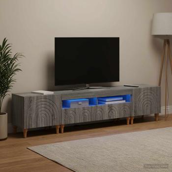 ARDEBO.de - 3-teiliges LED TV Regal Sonoma-Grau Holzwerkstoff