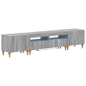 3-teiliges LED TV Regal Sonoma-Grau Holzwerkstoff