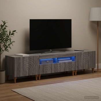 3-teiliges LED TV Regal Sonoma-Grau Holzwerkstoff