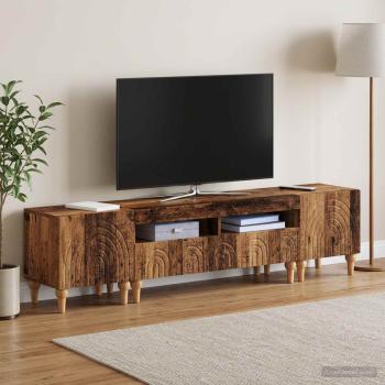 3-teiliges LED TV Regal Altholz Holzwerkstoff