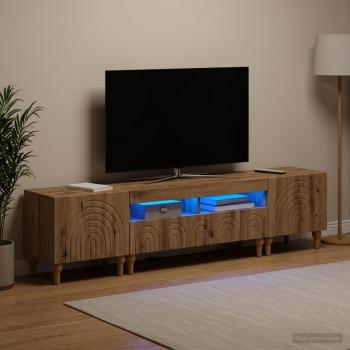 ARDEBO.de - 3-teiliges LED TV Regal Artisan-Eiche Holzwerkstoff