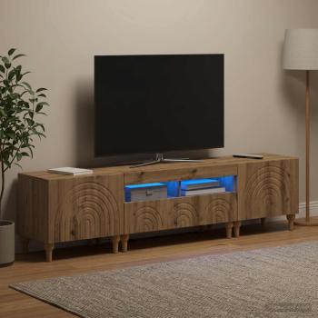 ARDEBO.de - 3-teiliges LED TV Regal Artisan-Eiche Holzwerkstoff