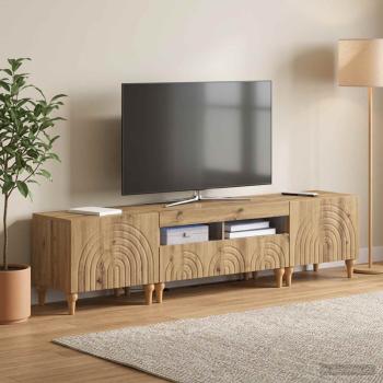 3-teiliges LED TV Regal Artisan-Eiche Holzwerkstoff