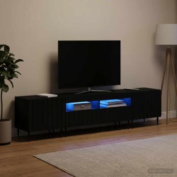 5-teiliges LED TV Schrank Schwarz Holzwerkstoff