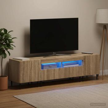 ARDEBO.de - 3-teiliges LED TV Regal ZWOLLE Sonoma-Eiche Holzwerkstoff
