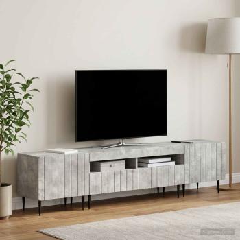 ARDEBO.de - 5-teiliges LED TV Schrank Betongrau Holzwerkstoff