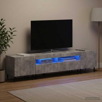 5-teiliges LED TV Schrank Betongrau Holzwerkstoff