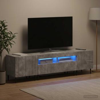ARDEBO.de - 5-teiliges LED TV Schrank Betongrau Holzwerkstoff