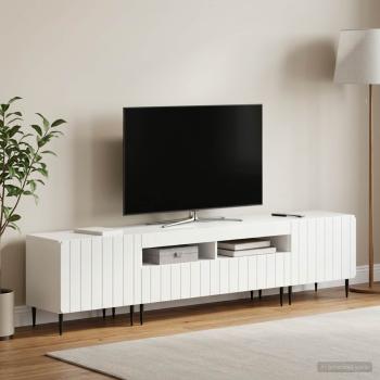 ARDEBO.de - 5-teiliges LED TV Schrank Hochglanz Weiß Holzwerkstoff