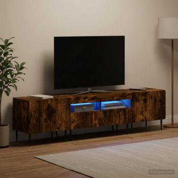 ARDEBO.de - 5-teiliges LED TV Schrank Raucheiche Holzwerkstoff