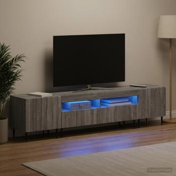 ARDEBO.de - 5-teiliges LED TV Schrank Sonoma-Grau Holzwerkstoff