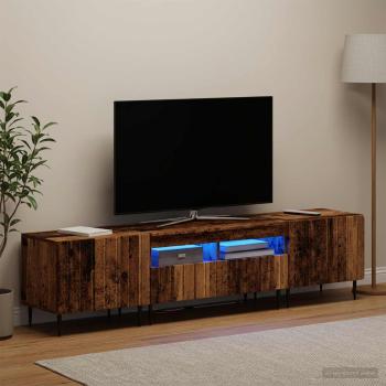 ARDEBO.de - 3-teiliges LED TV Regal ZWOLLE Altholz Holzwerkstoff