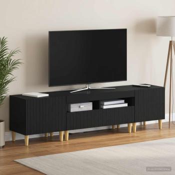 ARDEBO.de - 3-teiliges LED TV Regal ARNHEM 3 stk. Schwarz Holzwerkstoff