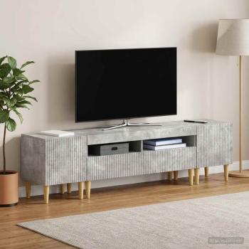 3-teiliges LED TV Regal ARNHEM 3 stk. Betongrau Holzwerkstoff