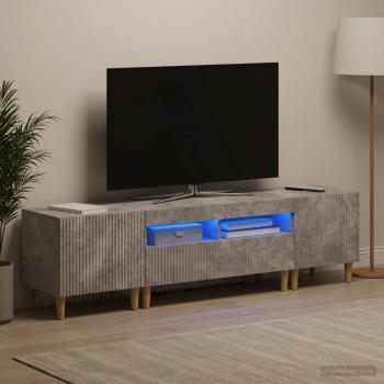 ARDEBO.de - 3-teiliges LED TV Regal ARNHEM 3 stk. Betongrau Holzwerkstoff