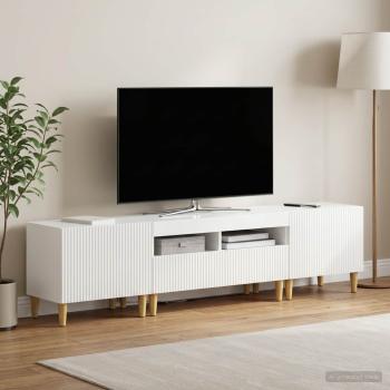 ARDEBO.de - 3-teiliges LED TV Regal ARNHEM 3 stk. Hochglanz Weiß