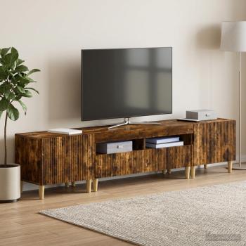 ARDEBO.de - 3-teiliges LED TV Regal ARNHEM 3 stk. Raucheiche Holzwerkstoff