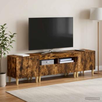 3-teiliges LED TV Regal ARNHEM 3 stk. Raucheiche Holzwerkstoff