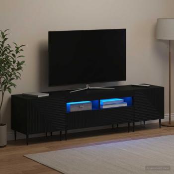 ARDEBO.de - 3-teiliges LED TV Regal Schwarz Holzwerkstoff