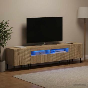 ARDEBO.de - 3-teiliges LED TV Regal Sonoma-Eiche Holzwerkstoff